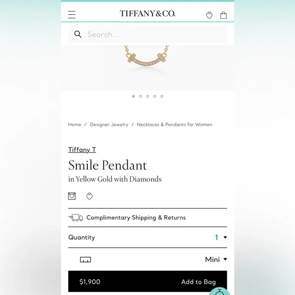 (Authentic)Tiffany & Co. T Smile Pendant in Yellow Gold with Diamonds Necklace - Picture 14 of 15